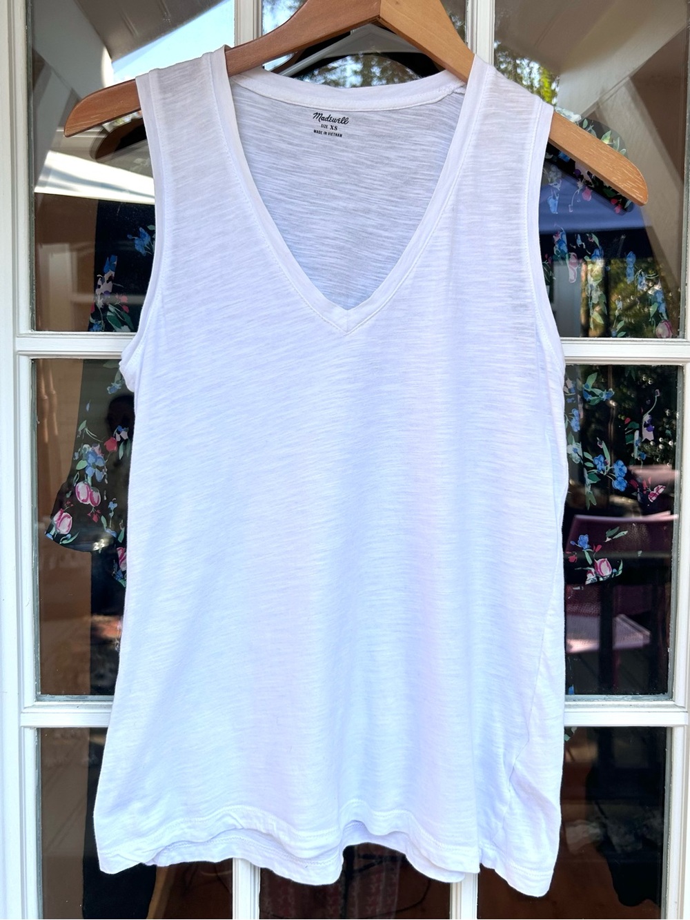 Madewell Classic White Cotton V-Neck Tank Top Preppy Casual Loungewear Size XS